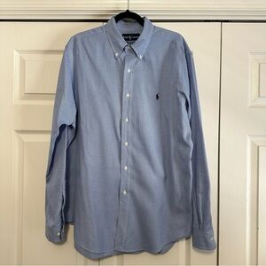 Ralph Lauren Polo Men's Blue Gingham Button-Down Shirt‎ Size 16 1/2 L EUC